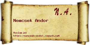 Nemcsek Andor névjegykártya